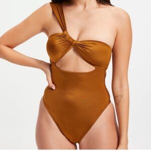 GOOD AMERICAN Bali One Piece bronze cut out swimsuit
